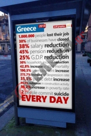 Απίστευτη αφίσα για την κρίση στην Ελλάδα σε στάσεις του Λονδίνου